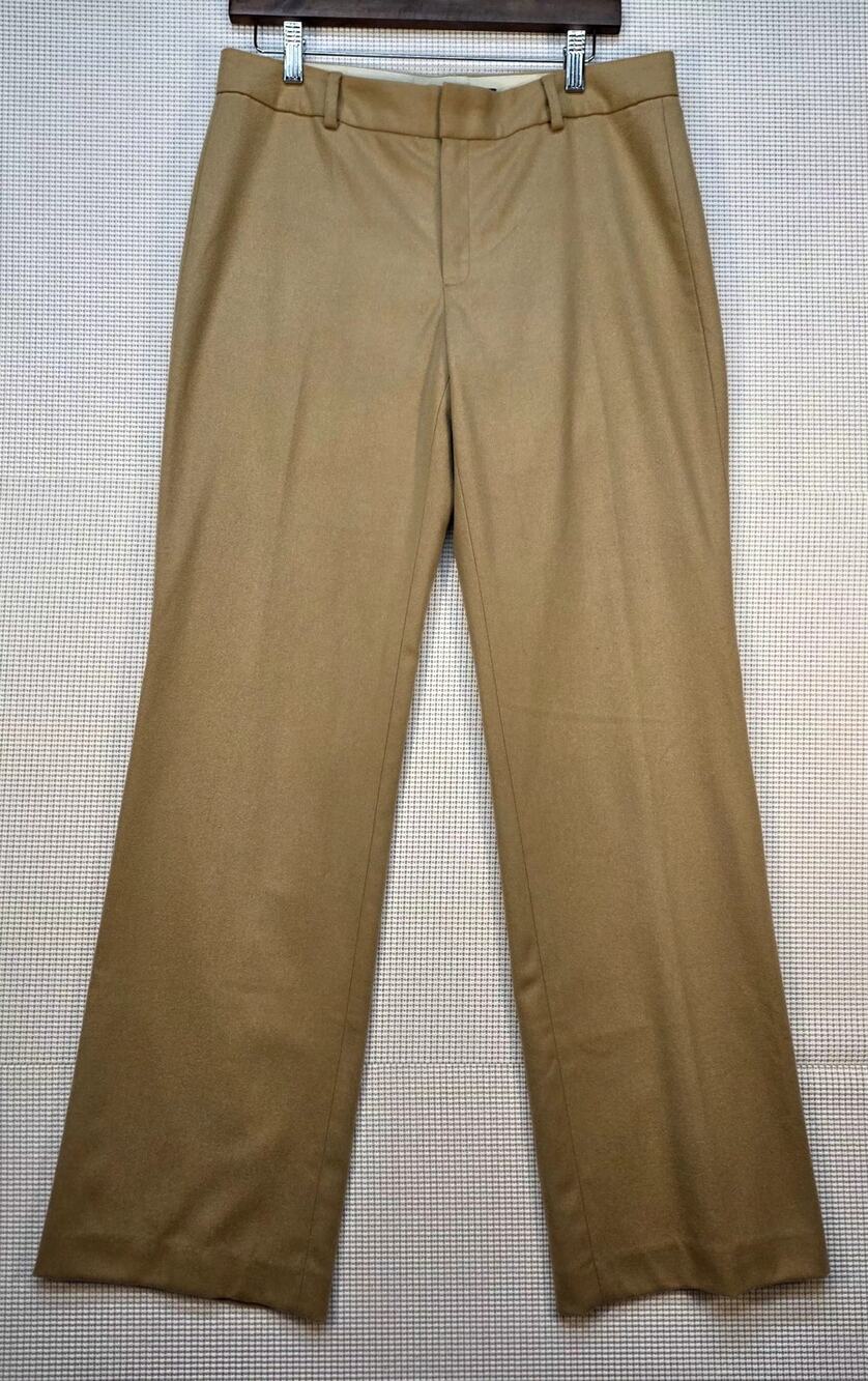 Banana Republic Martin Fit Stretch Wool Dress Pants Camel Tan Wide Leg Women's 8